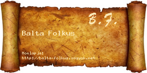 Balta Folkus névjegykártya